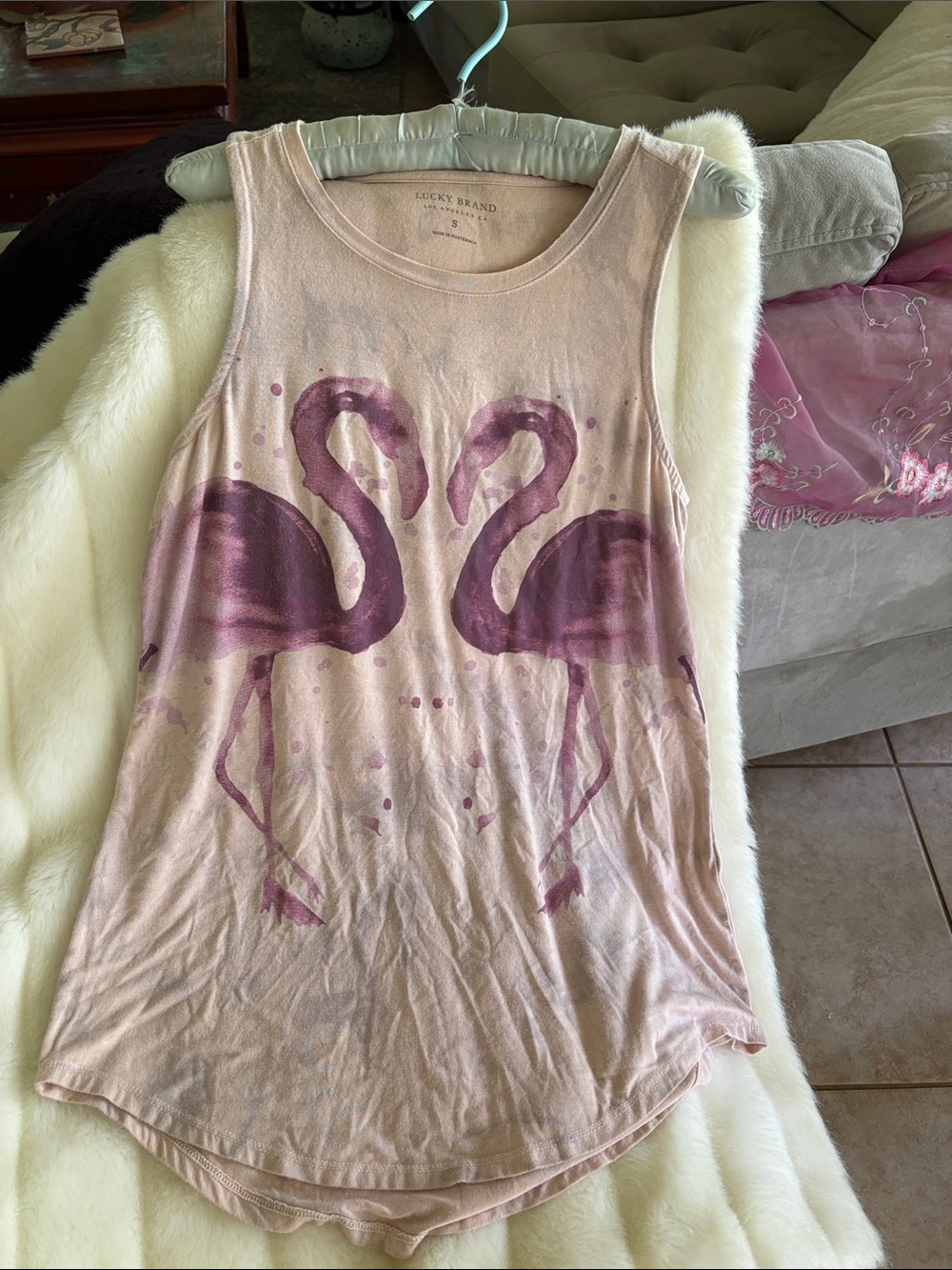 Lucky Brand Mauve Flamingo Tank Top/Tunic